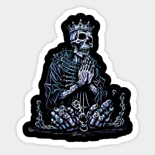 Praying Skeleton King Sticker